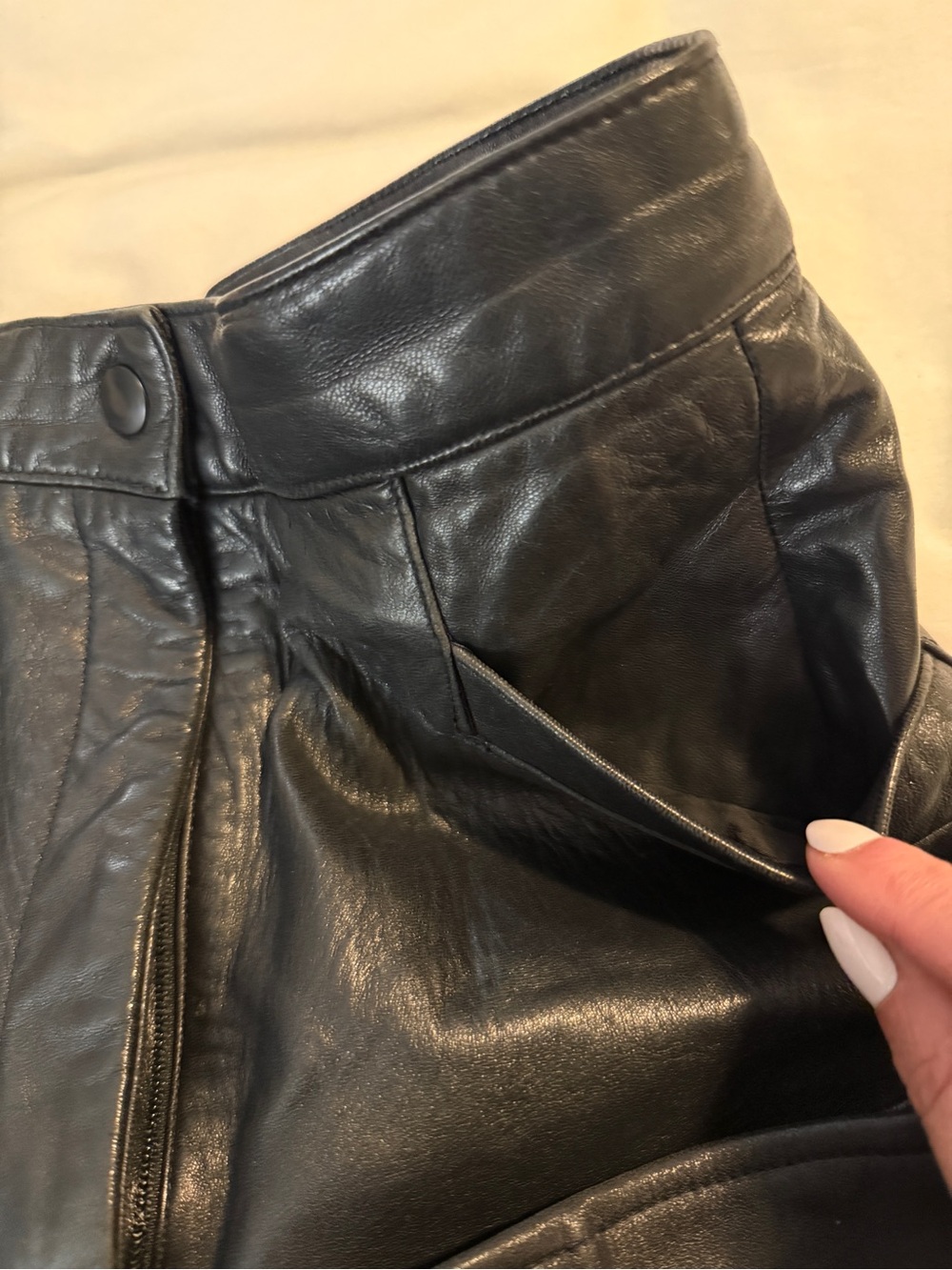 Vakko Women’s Vintage Leather Pants Size 6 High Waist Straight Leg Lined Black - Picture 8 of 13